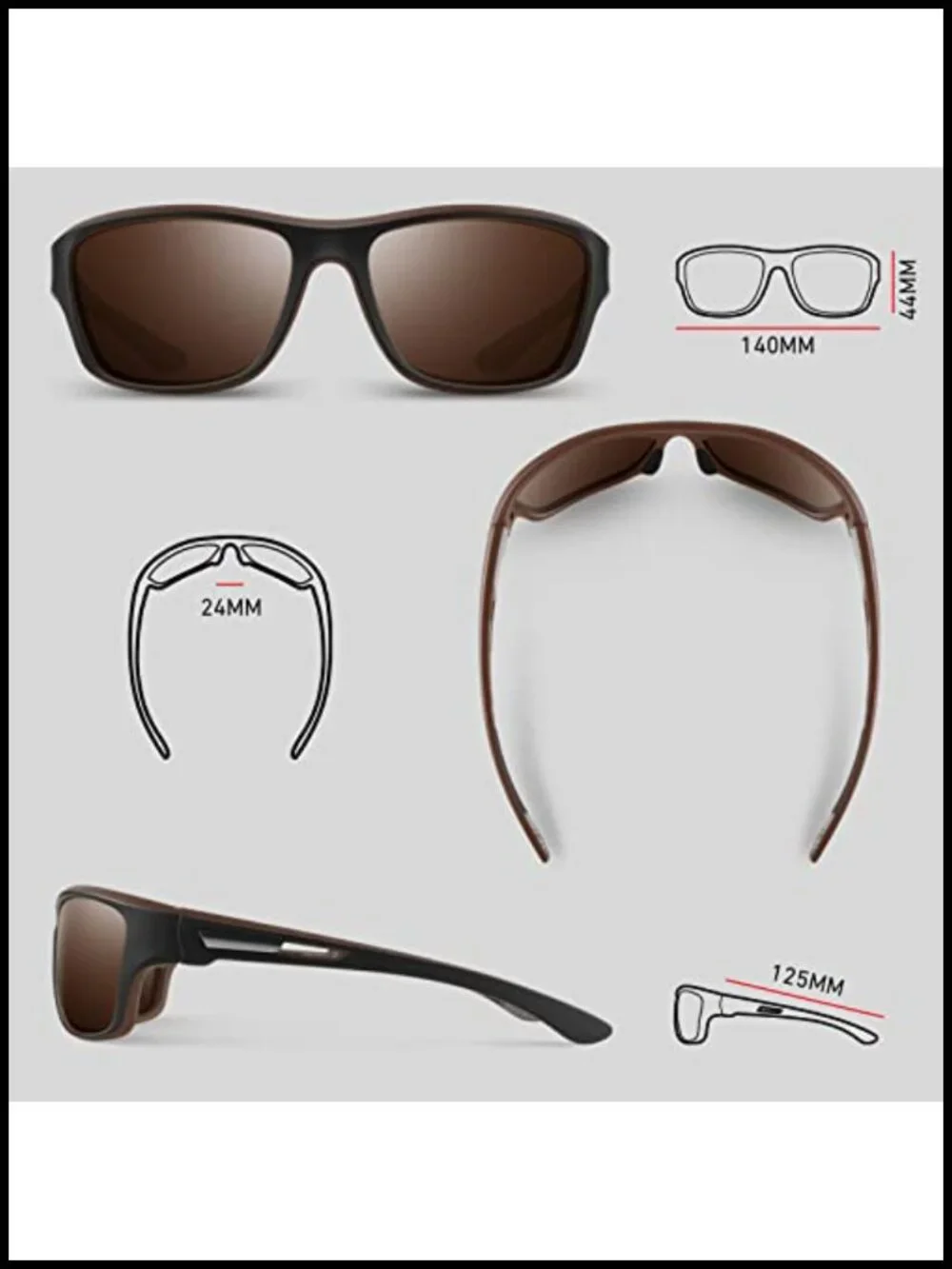 Polarized Sports Sunglasses UV400 Protection Rectangular Goggles Fishing Driving